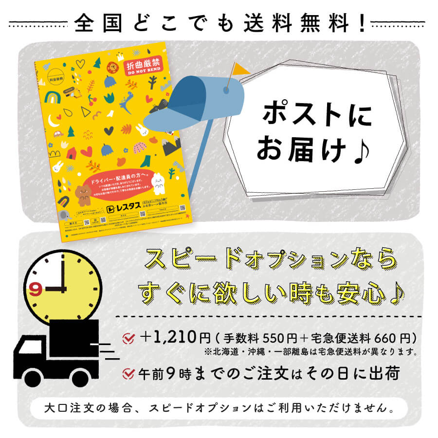 専用サイズの封筒でポストにお届け！いつでも受け取れます